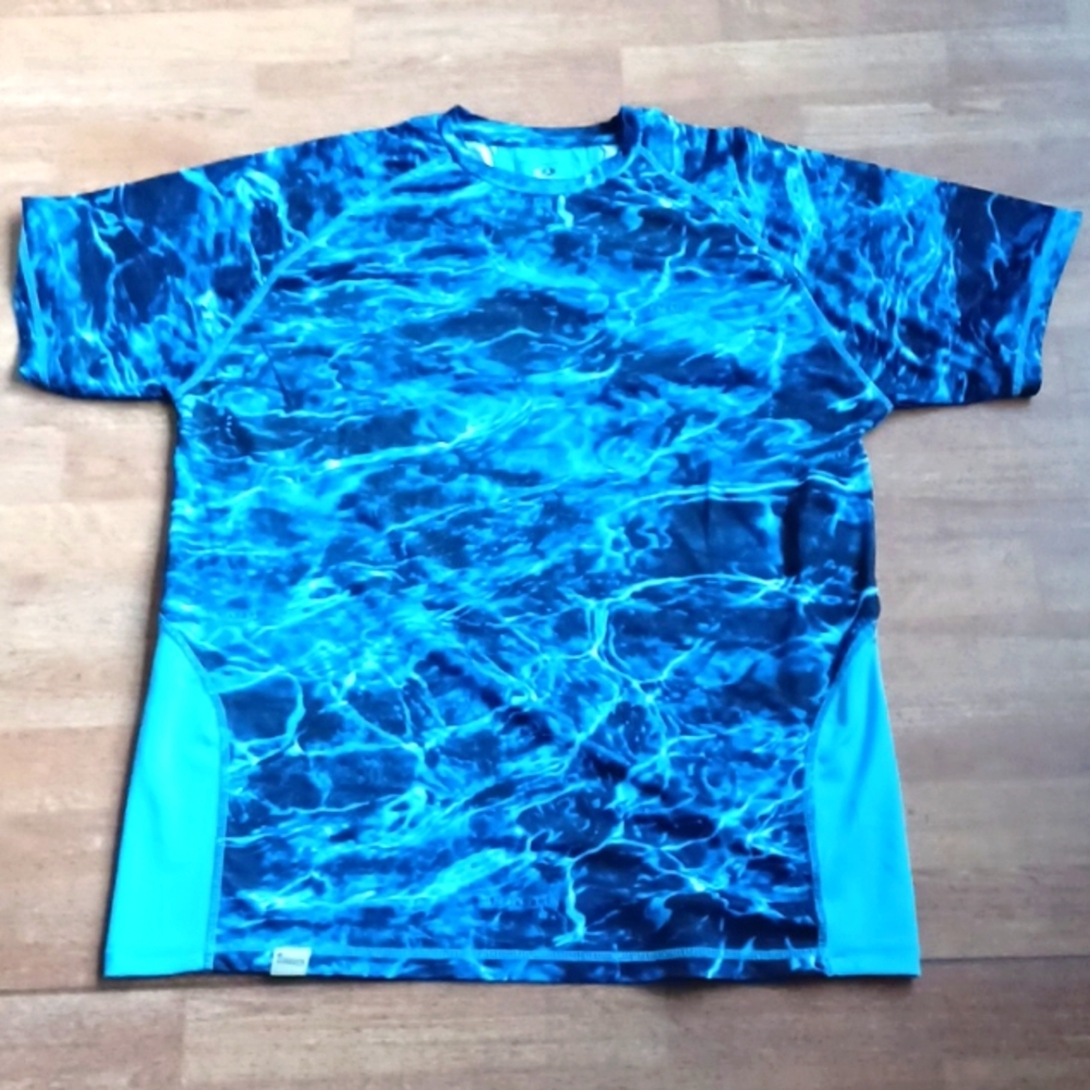Mossy Oak Fishing Shirt Blue men's size large fishing tech tee